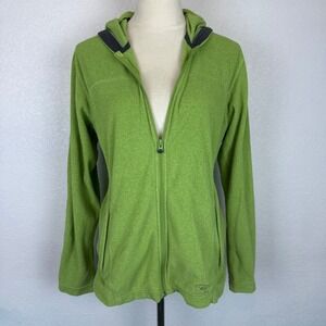 REI Womens Co-op‎ Fleece Hoodie Green Full Zip Jacket Outdoor Activewear Size XL